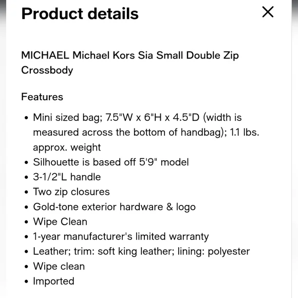 Michael Kors Sia Small Double Zip Crossbody Black Leather Handbag - Picture 8 of 11